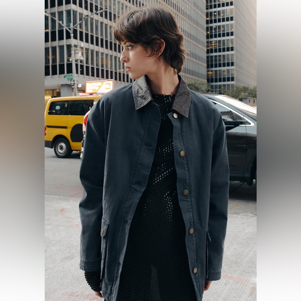 Zara- Brand New CONTRAST COLLAR JACKET ZW COLLECTION